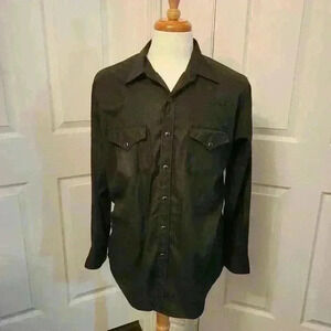 Vintage Black Western Wear Snaps Cowboy Workwear Long Sleeve Men's Shirt Size L